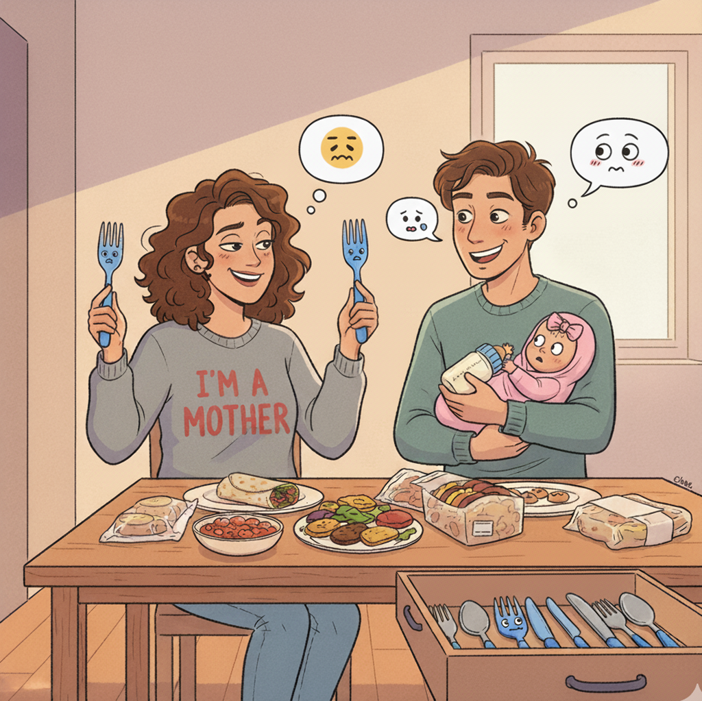 Illustration de la nouvelle 'Fourchette et Couteau - Naissance